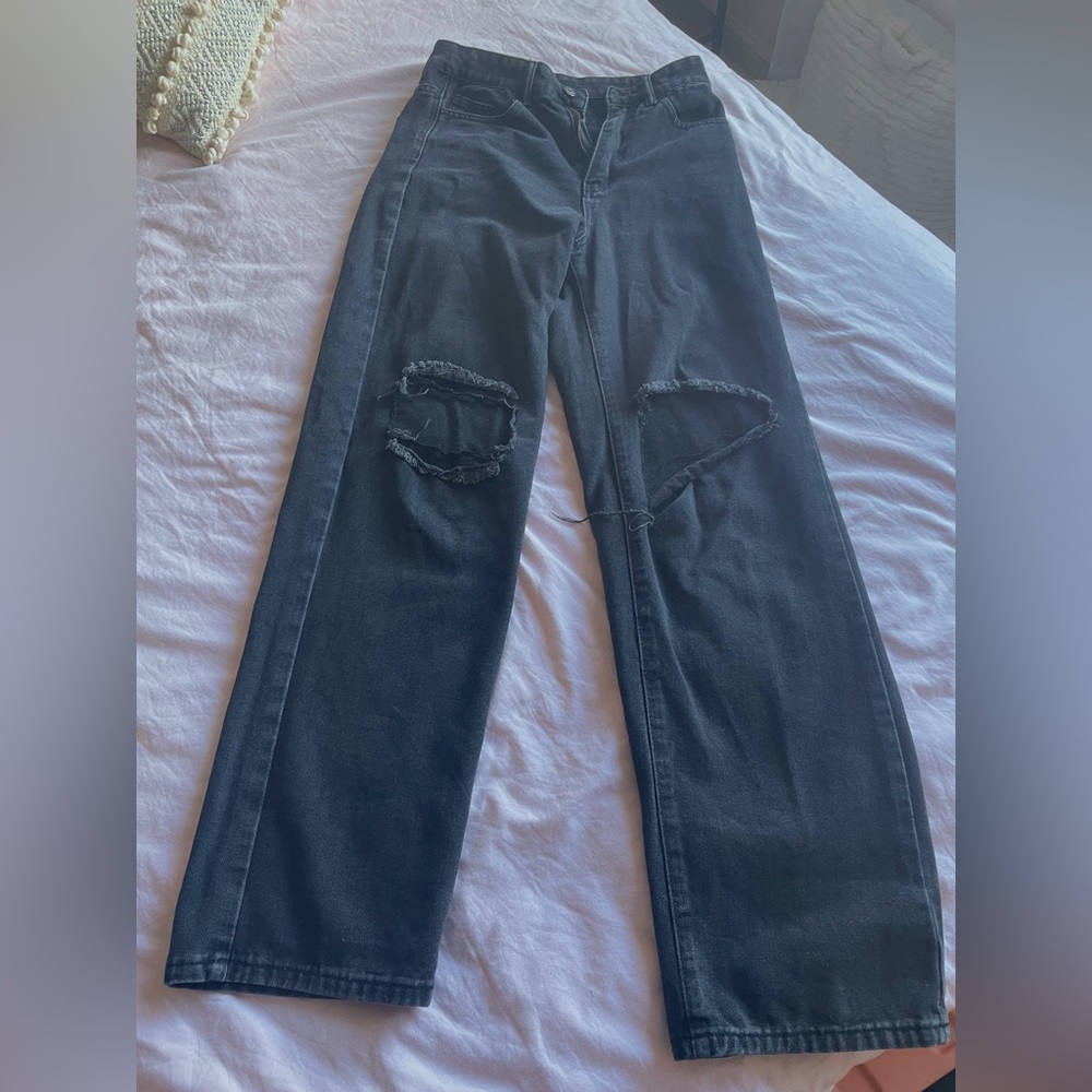 black high waisted ripped jeans from shein